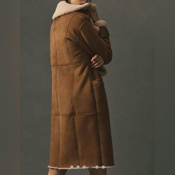 Avec Les Filles Faux Shearling Coat Brown size Large - Picture 2 of 16